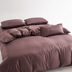 Комплект постельного белья Однотонный Сатин Элитный «Тёплое какао»