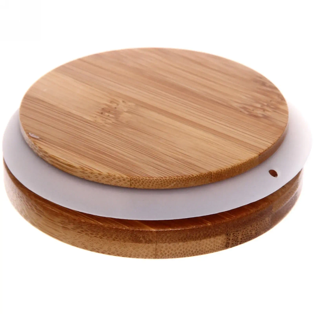 Банка для продуктов стеклянная 500мл «Хай-Тек» с бамбуковой крышкой 10*9,5см