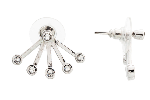 "Пурина" серьги в родиевом покрытии из коллекции "Триада"от Jenavi с замком пусеты