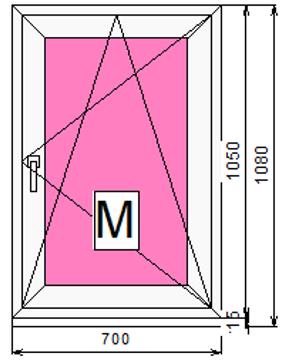 Пластиковое окно с поворотно - откидной створкой 1050 х 700 ТермА Эко + Москитная сетка