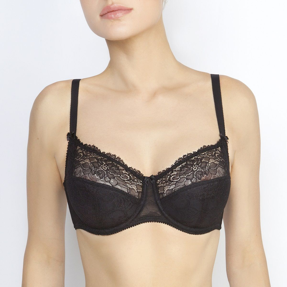 Бюстгальтер-балконет с кружевом (Размер: 90C) (Цвет: черный)