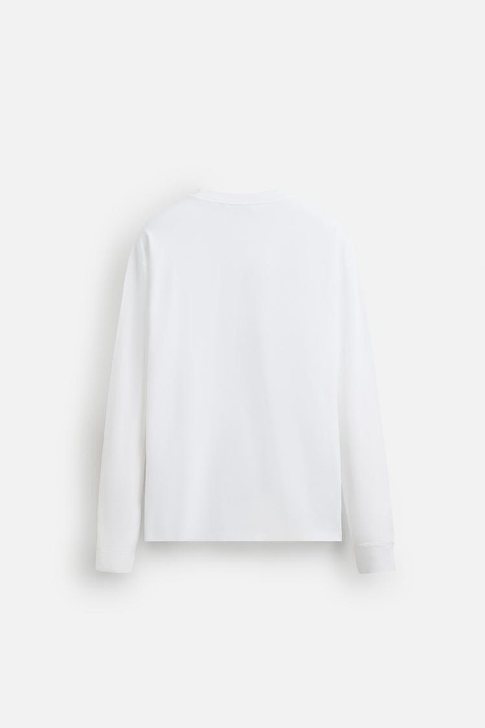 ZARA ЛЕГКАЯ ФУТБОЛКА С ДЛИННЫМИ РУКАВАМИ, БЕЛЫЙ