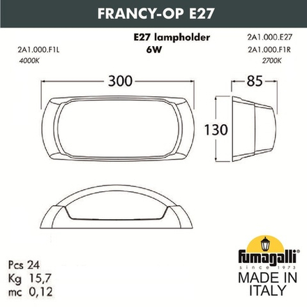 Уличное бра FUMAGALLI FRANCY-OP 2A1.000.000.WYF1R