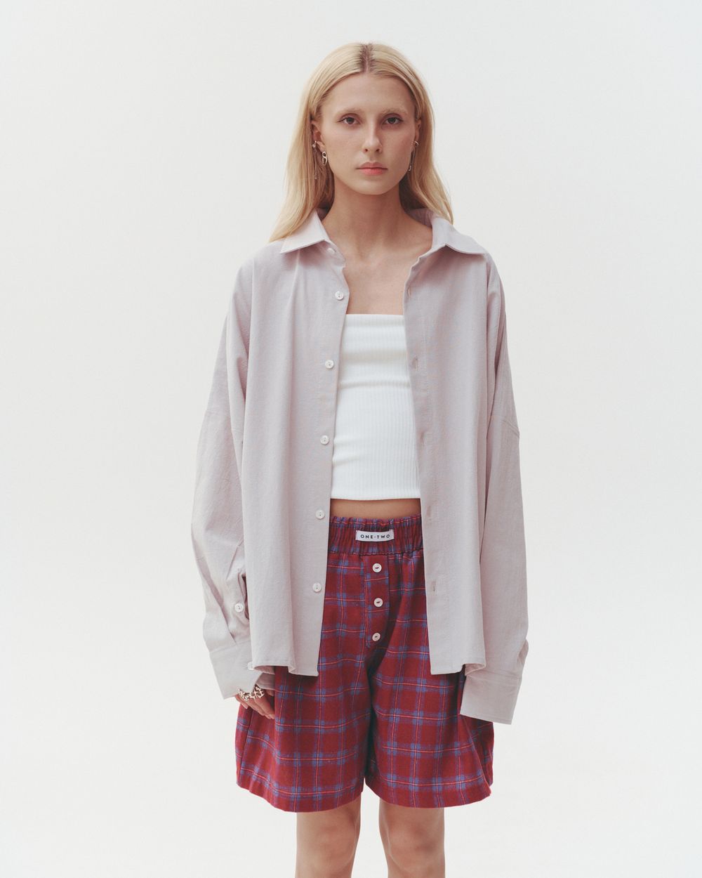 Рубашка One Two Quiet Gray базовая серая