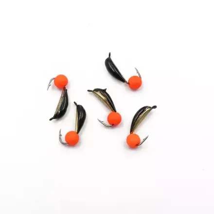 Мормышка вольф. безнасадочная "ЯМАН" Гвоздик №2(w), вес 0,50 гр., фц. красный шар, цв. латунь