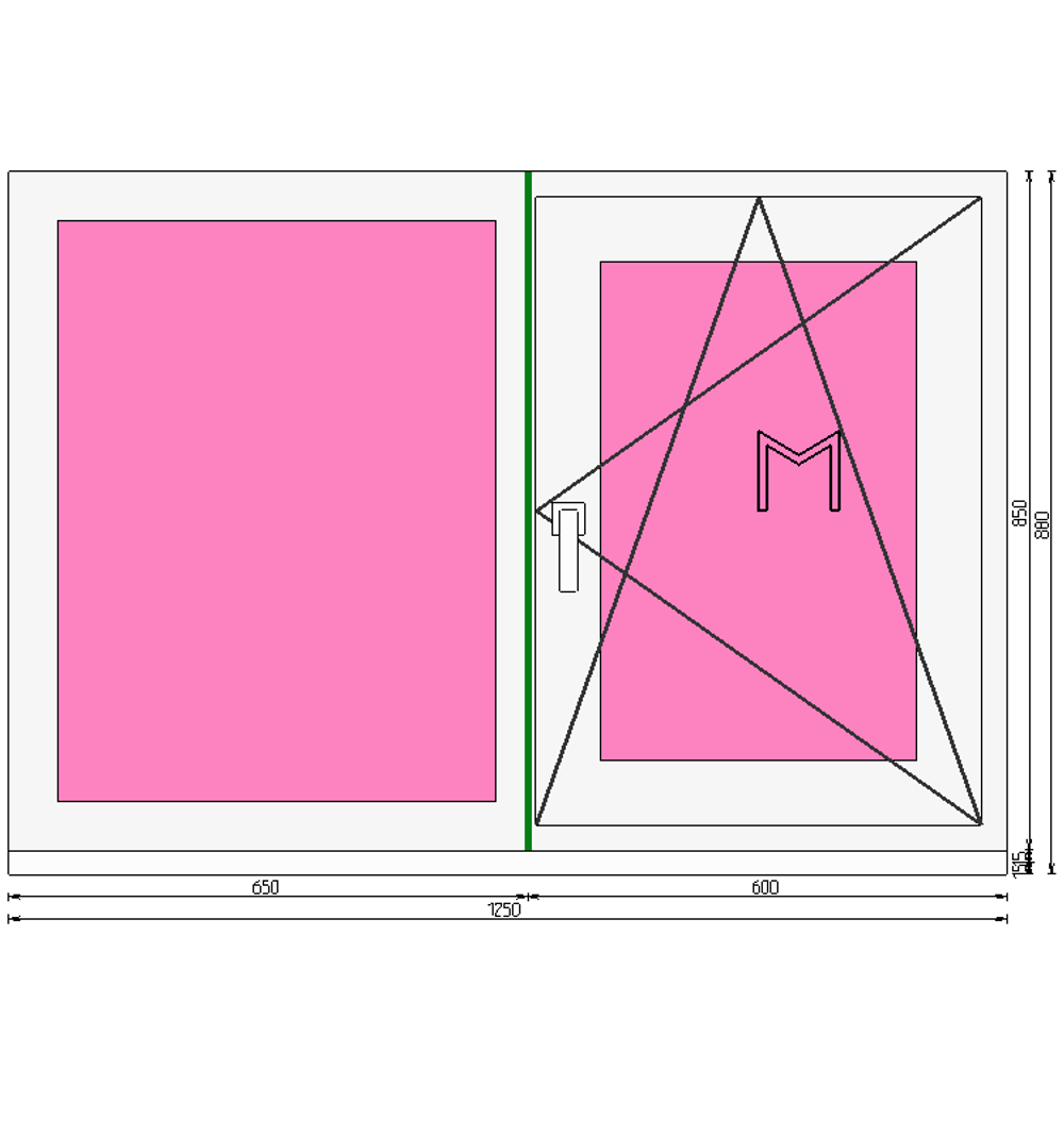 Пластиковое окно 850 х 1250 ТермА Эко + Москитная сетка