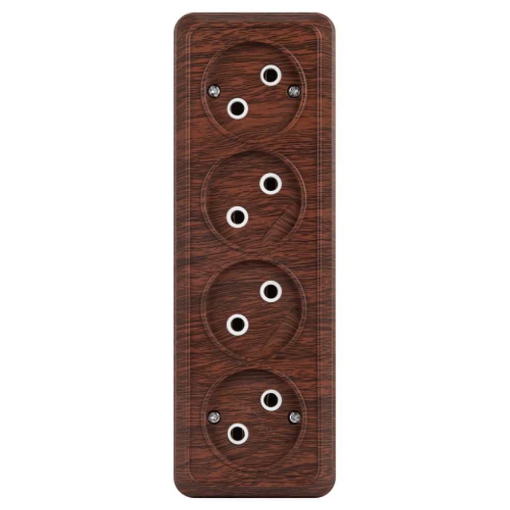 Розетка Intro Quadro 2-207-10 без заземления четверная 4х2P 16А-250В IP20 ОУ венге