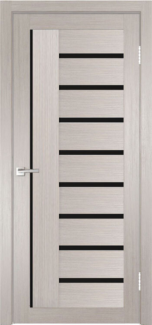Межкомнатная дверь Y-6 / Цвет тон Белая лиственница / Остекление "Лакобель черное" / Двери Верда