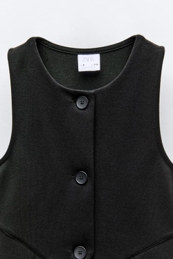 ZARA САРАФАН С ПУГОВИЦАМИ, ЧЕРНЫЙ