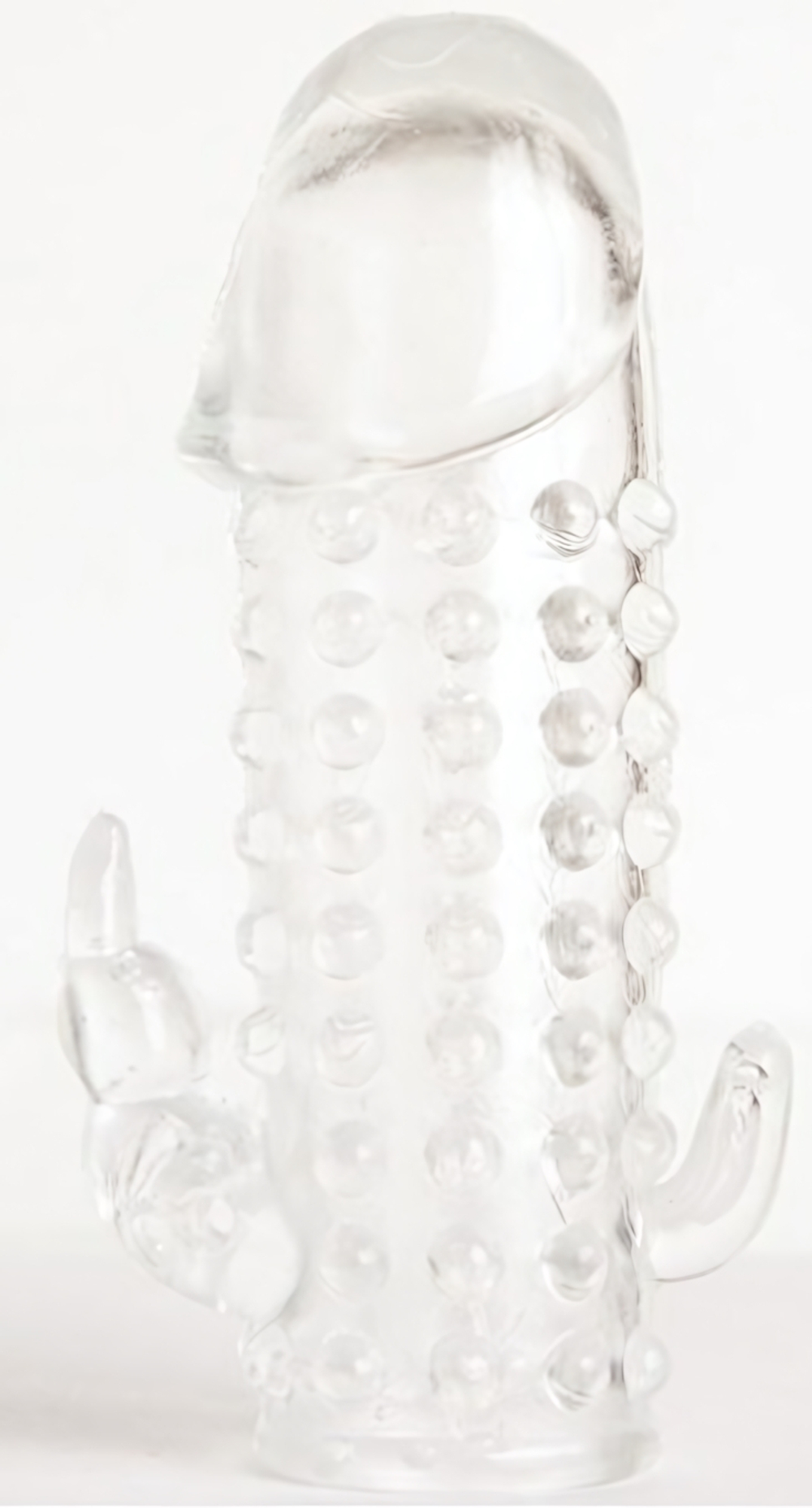 Гелевая прозрачная насадка с 2 отростками - 13 см. (Цвет: прозрачный)