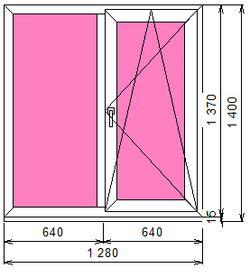 Пластиковое окно 1370 х 1280 ТермА Эко