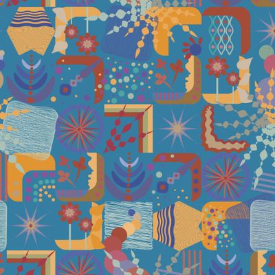 geometric abstraction doodle stripes flowers