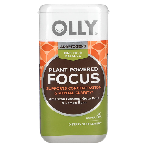 OLLY, Plant Powered Focus, растительный фокус, 30 капсул