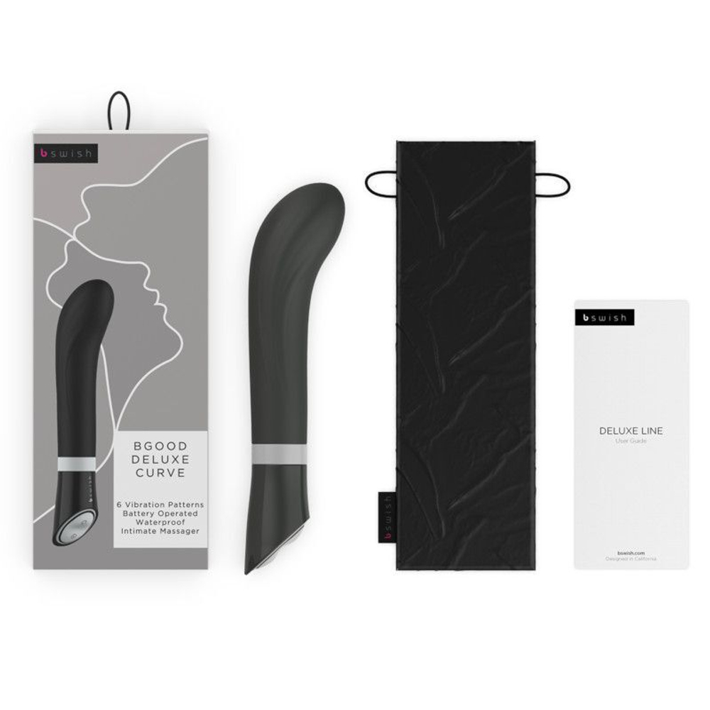 Черный G-стимулятор с вибрацией Bgood Deluxe Curve - 19,3 см. (Цвет: черный)