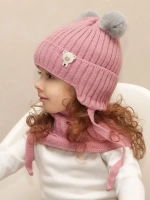Шапка для девочки зимняя вязаная и снуд