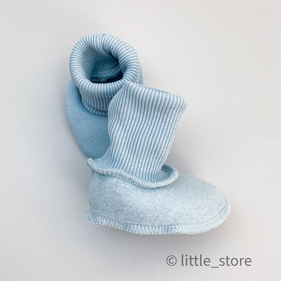 Пинетки "Simple" из футера с начесом, Нежно-голубые