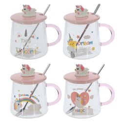 GAEM Кружка с крышкой и ложкой, 400 мл, L12,5 W9 H12 см, 4в.