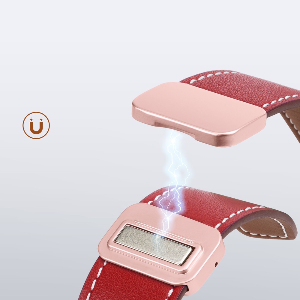Ремешок из натуральной кожи красного цвета от Dux Ducis для смарт часов Apple Watch 42, 44, 45, 46, 49мм, серия YA Series
