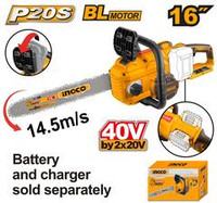 Цепная аккумуляторная пила 40В BL 400 мм (16") без АКБ и ЗУ INGCO CGSLI40168 INDUSTRIAL