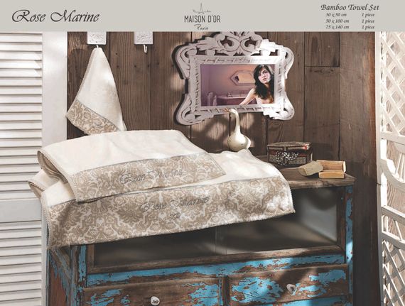 Набор полотенец  ROSE MARINE - РОЗ МАРИН 3пр  30х50 50х100 и 75х140 Maison Dor (Турция)