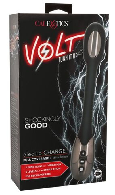 Черный гибкий вибромассажер с электростимуляцией Electro-Charge - 23,5 см. (Цвет: черный)