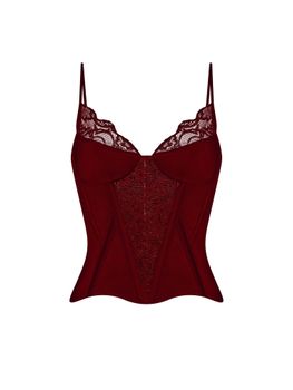 Tоп-бюстье корсетного типа из сатина и кружева