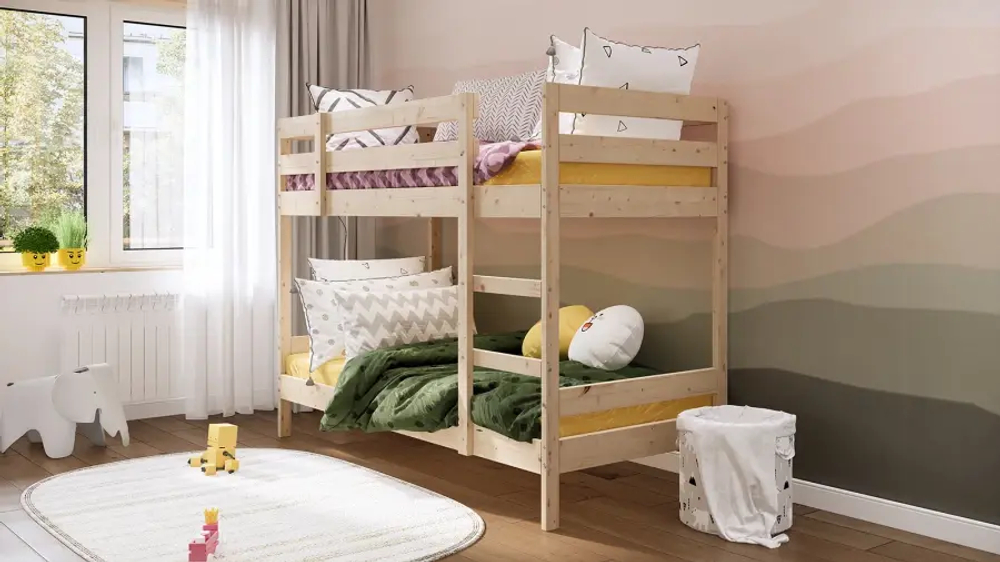 Кровать двухъярусная - аналог IKEA MYDAL/ МИДАЛ/ ОШ / ИКЕА, 90x200 см, под беленый дуб