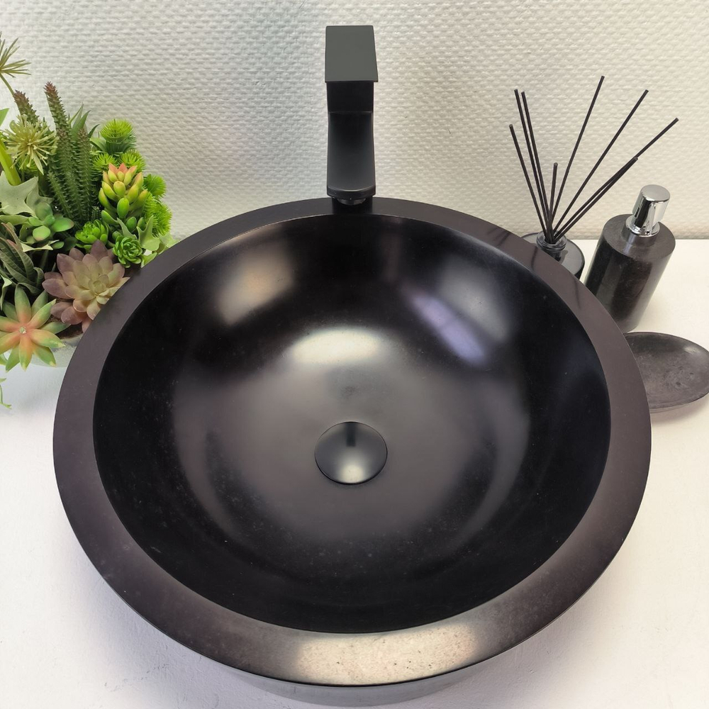 Раковина из андезита Drum Black Medium DA-62997 45*45*15 09