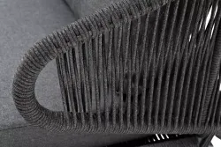 "Милан" диван 2-местный плетеный из роупа, каркас алюминий темно-серый (RAL7024) муар, роуп темно-серый круглый, ткань темно-серая 027