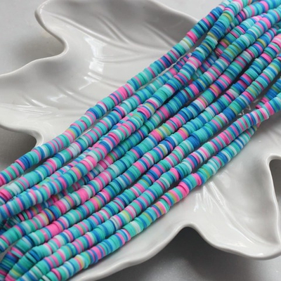 1317-гм Нить каучуковых бусин, 6мм, голубой микс, нить 38см