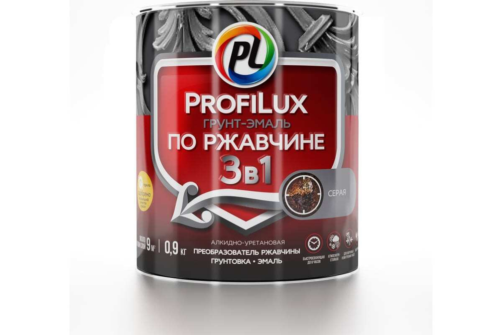 Грунт-эмаль по ржавчине 3 в 1 Profilux полуматовая серая