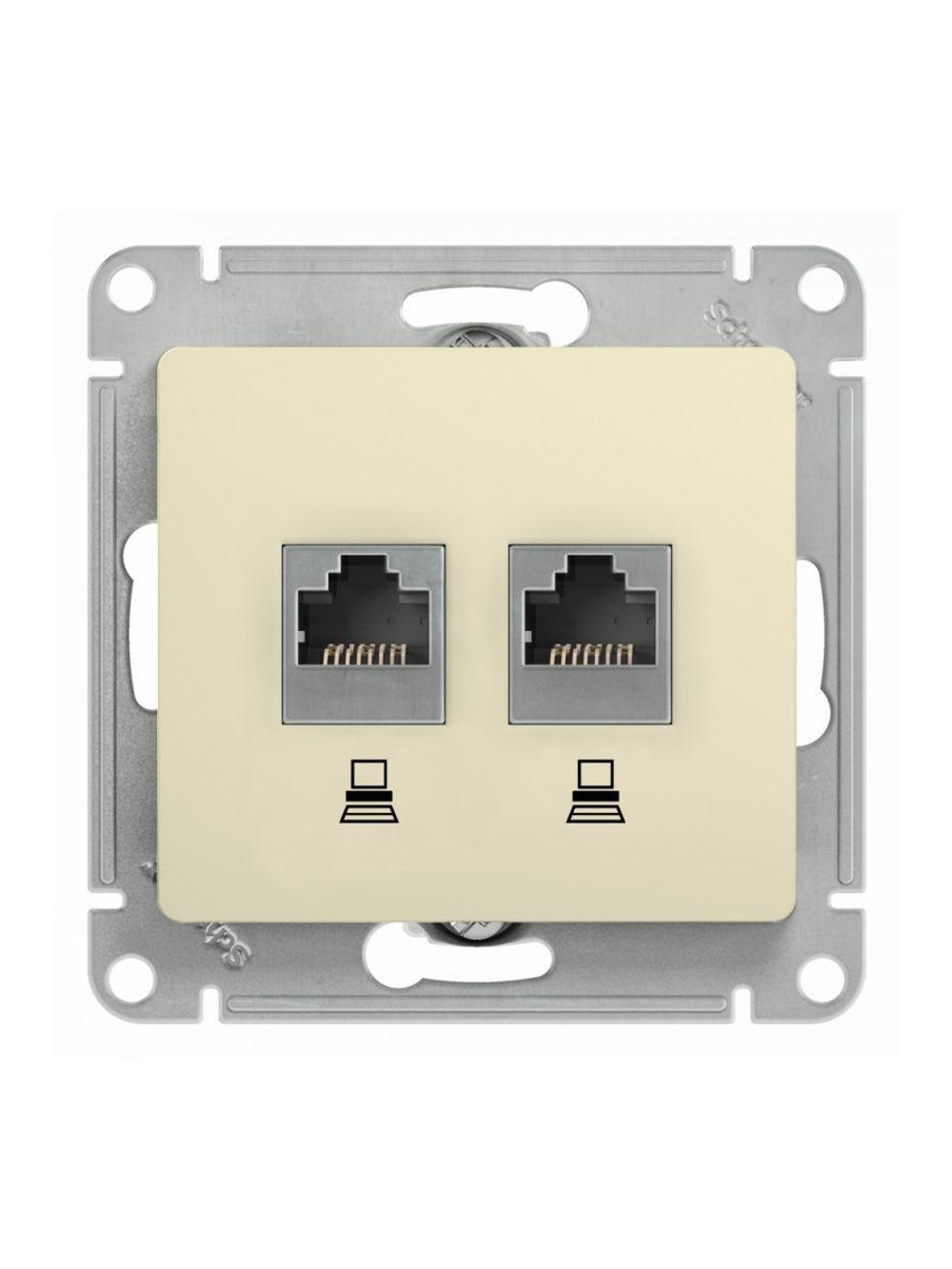 Розетка компьютерная 2-м Glossa RJ45 кат.5E механизм беж. SE GSL000285KK