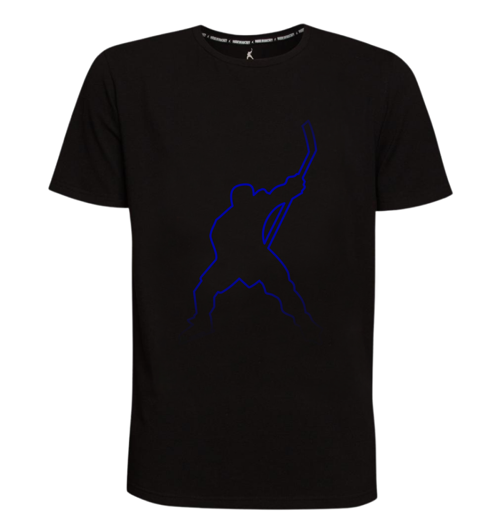 Футболка с синем хоккеистом травление