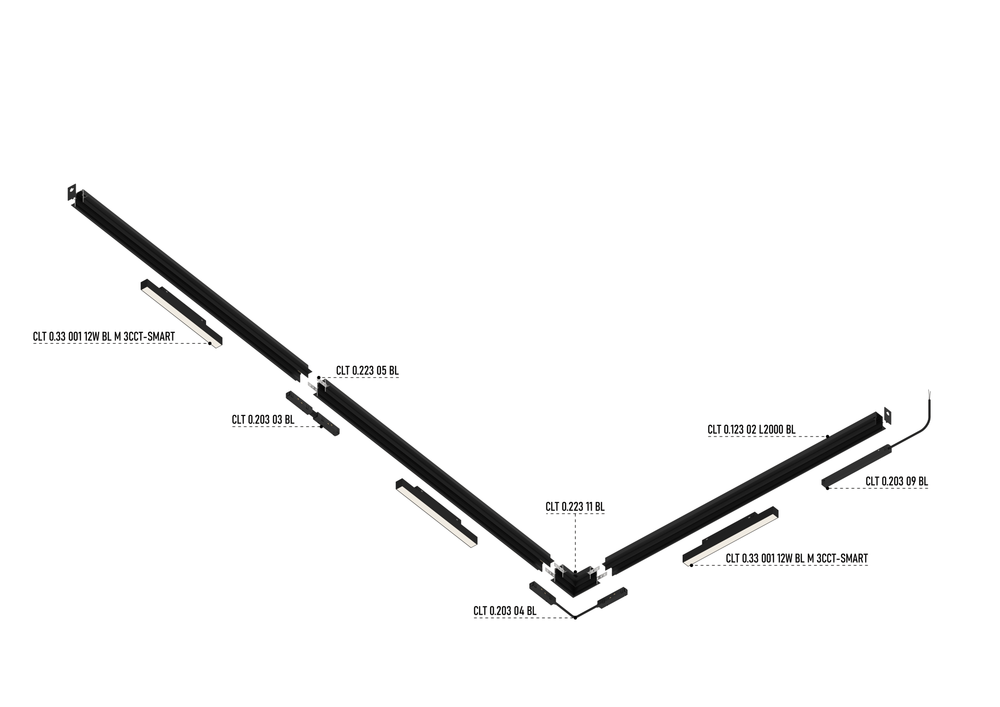 Шинопровод встраиваемый магнитный для ГКЛ12,5 мм Crystal Lux CLT 0.123 02 L3000 BL