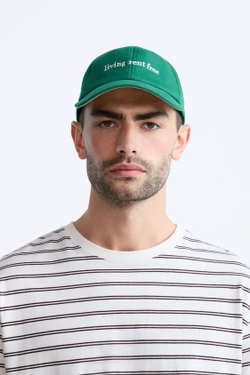 ZARA КЕПКА С ВЫШИВКОЙ, ЗЕЛЕНЫЙ