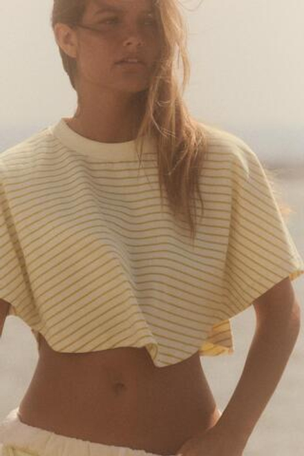 ZARA ФУТБОЛКА-НАКИДКА ИЗ ТКАНИ С ЭФФЕКТОМ ПОТЕРТОСТИ, ПОЛОСКИ