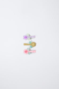 ZARA НАБОР ИЗ 3 ЗАКОЛОК ДЛЯ ВОЛОС С ЦВЕТОЧНЫМИ ДЕТАЛЯМ, РАЗНОЦВЕТНЫЙ