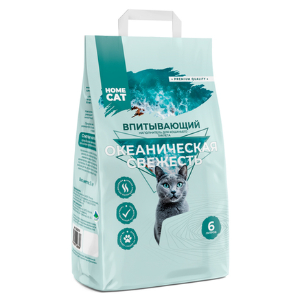 Впитывающий наполнитель HOMECAT Океаническая свежесть для кошачьих туалетов 3 кг