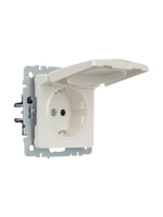 BRITE Розетка 1-местная с заземлением с защитными шторками и крышкой 16А IP20 РСбш10-3-БрЖ жемчуг IEK