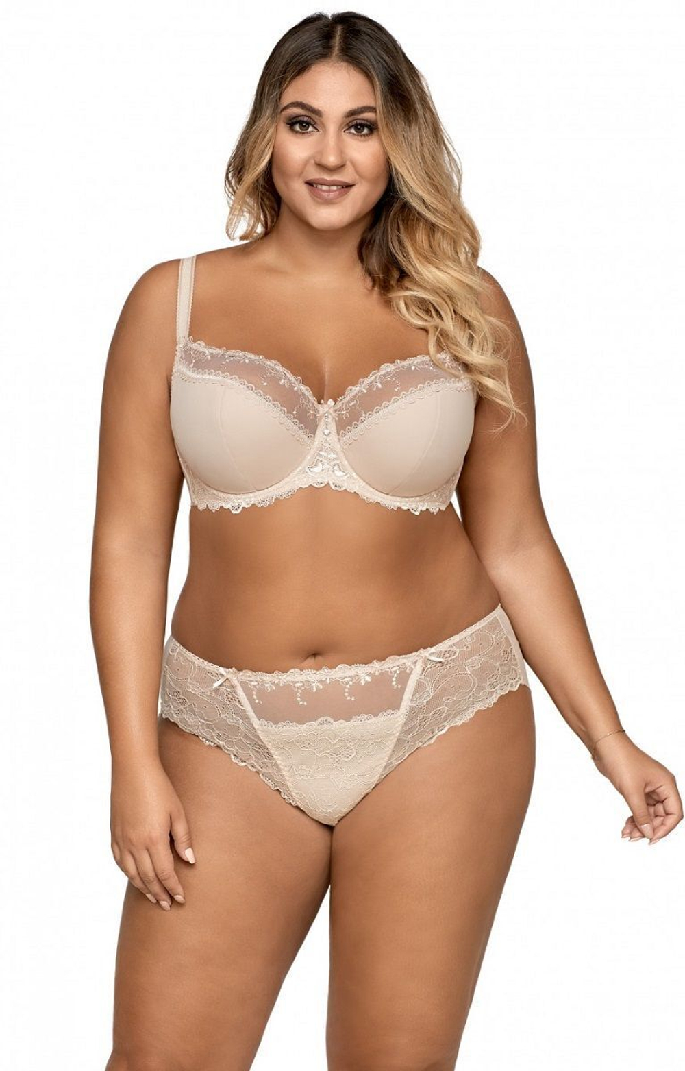 Трусы-слипы из эластичной ткани и кружева (Размер: XL) (Цвет: белый)