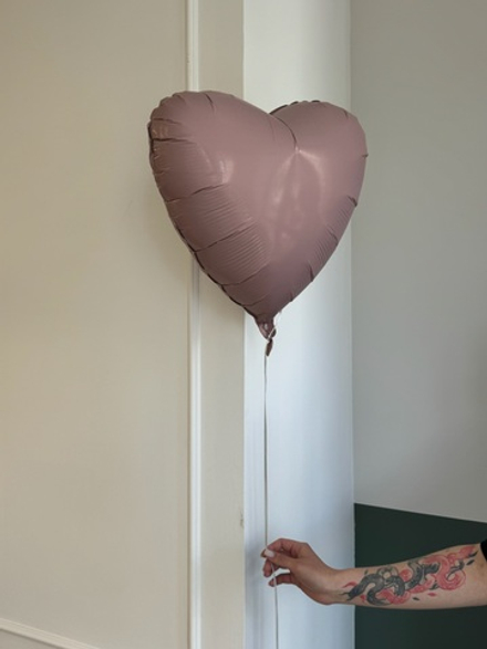 Шар-сердце пудрово-розовый фольгированный