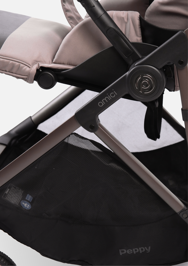 Peppy Коляска прогулочная Amici (Sandstone) рама Greige (рама серо-коричневая)