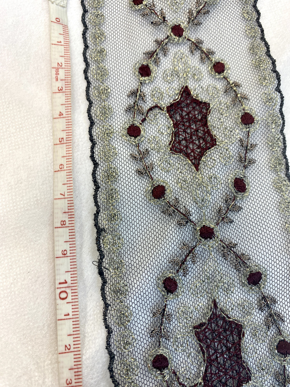 кружево на сетке вышивка шелк/хлопок (Франция) ш-7,5 см цена за 1м