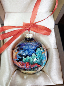 Шар новогодний с ручной росписью  Палех "Дракон Горыныч"