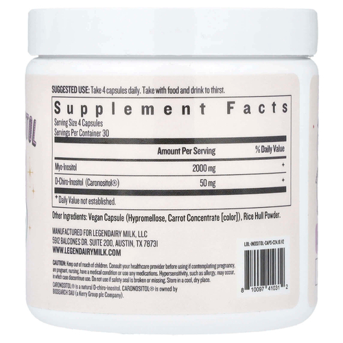 Legendairy Milk, Myo & D-Chiro Inositol, 120 веганских капсул