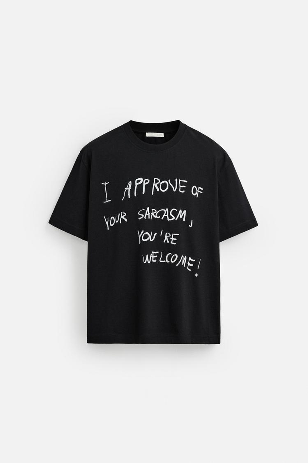 ZARA ФУТБОЛКА С НАДПИСЬЮ, ЧЕРНЫЙ