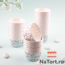 Формы бумажные с ламинацией «Маффин» 50х40 мм (Весенний букет) 100 шт