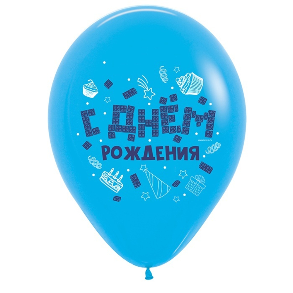Воздушные шары Sempertex с рисунком С Днем Рождения Конструктор, 25 шт. размер 12" #612018-25