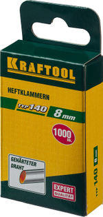 KRAFTOOL тип 140 (G/11/57) 8 мм, 1000 шт, калибр 20GA, скобы для степлера (31680-08)