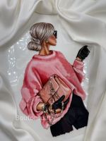 Термонаклейка девушка в розовом